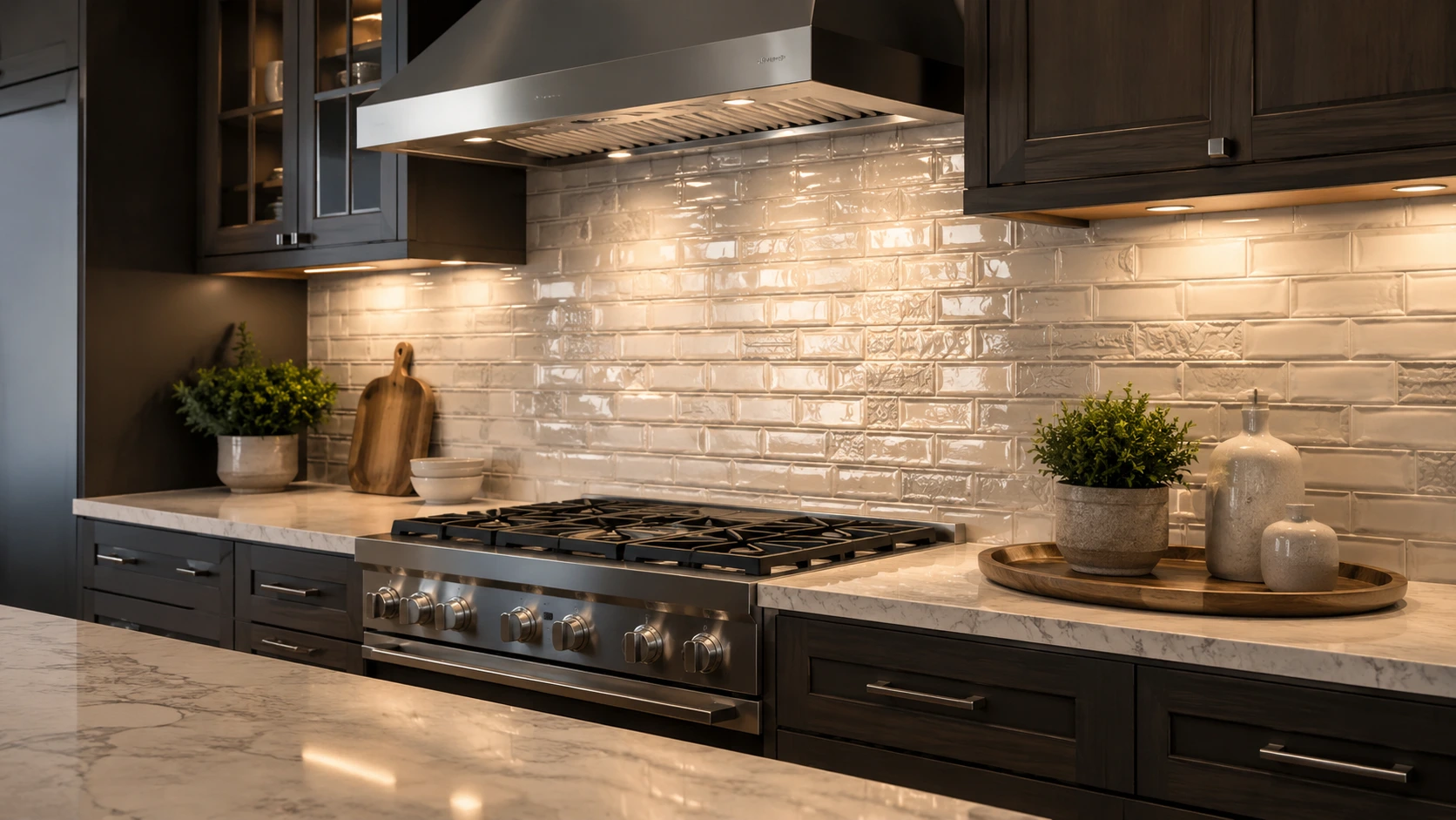 Kitchen backsplash tile installation by Lanin Tile LLC