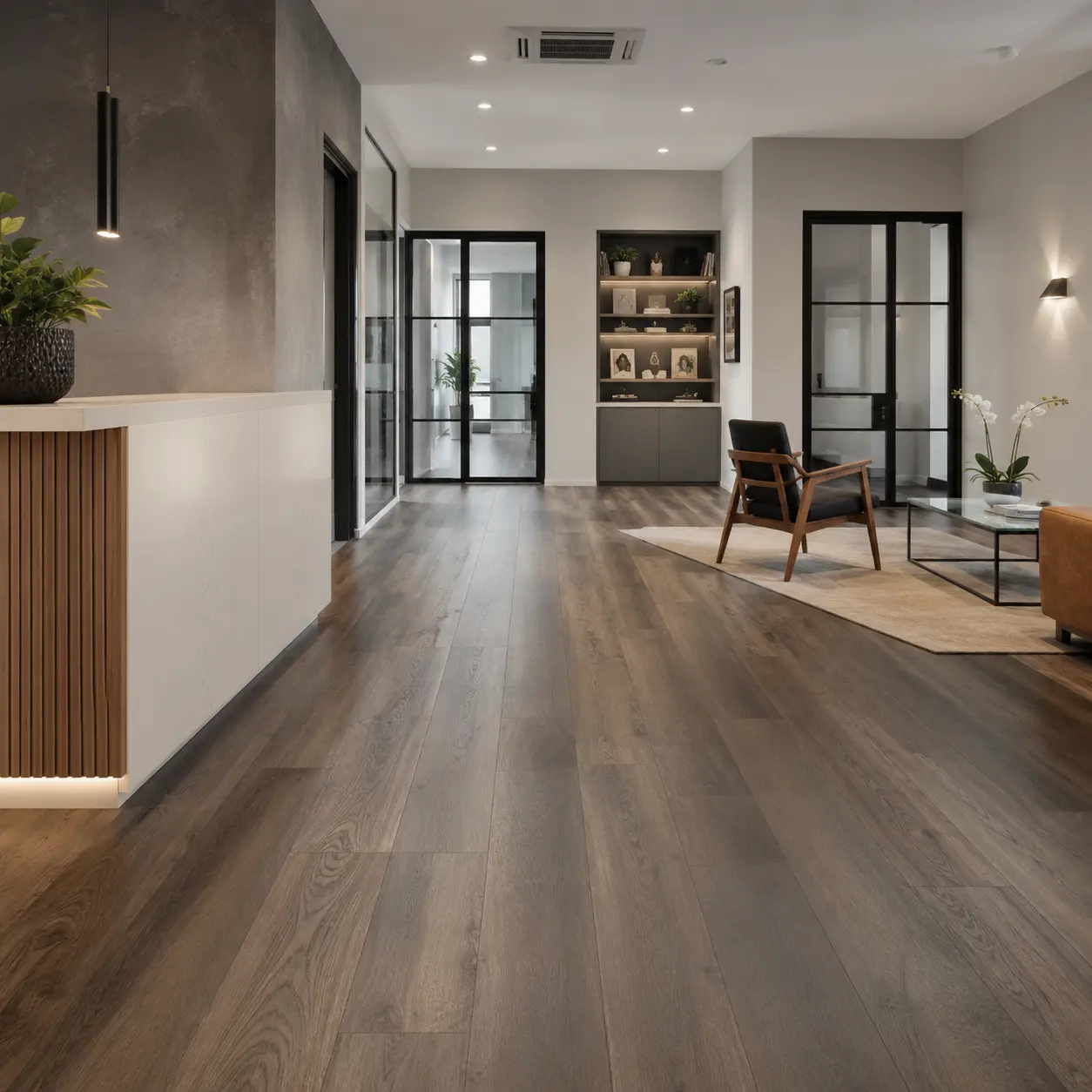 Commercial laminate flooring project by Lanin Tile LLC