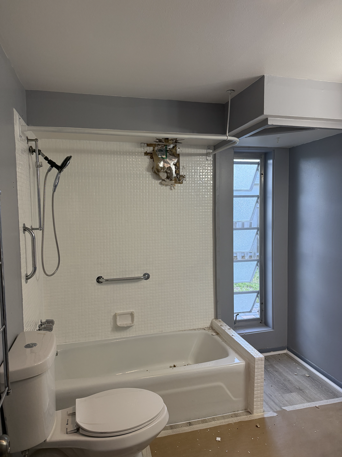 Full bathroom transformation before and after by Lanin Tile LLC — before